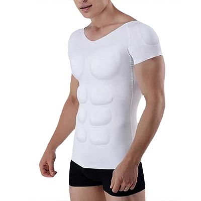Men Fake Abdominal Muscles Invisible 8 Pack Muscular Underwear Shaper Invisible Undershirts,Abs,L