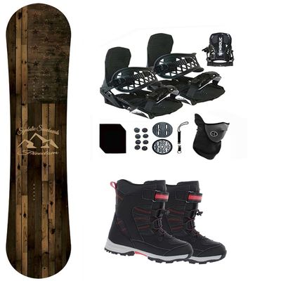 Symbolic Freedom Flag USA Kids Snowboard & Bindings & Choice Blem Boots Package (Kid 2 Binding+Boot Blk Red Tote, 110cm Freedom Rocker)