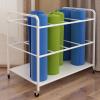 Yoga Mat Storage Rack, Home Gym Yoga Mat Holder Foam Roller Organizer, Movable Sports Equipment Storage Rack with Wheels, Rolling Workout Storage Cart Exercise Mat Storage Shelf view 1