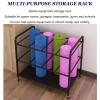 Yoga Mat Storage Rack, Home Gym Yoga Mat Holder Foam Roller Organizer, Movable Sports Equipment Storage Rack with Wheels, Rolling Workout Storage Cart Exercise Mat Storage Shelf view 2