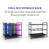 Yoga Mat Storage Rack, Home Gym Yoga Mat Holder Foam Roller Organizer, Movable Sports Equipment Storage Rack with Wheels, Rolling Workout Storage Cart Exercise Mat Storage Shelf view 4