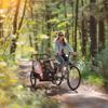 Aosom 3-in-1 Walk/Jog/Ride Child Baby Bike Trailer for Kids 2 Seater, High-Visibility Bike Stroller for Toddler Wagon, Weather-Strong Double Bicycle Trailer Accessory for Kids, Red view 2