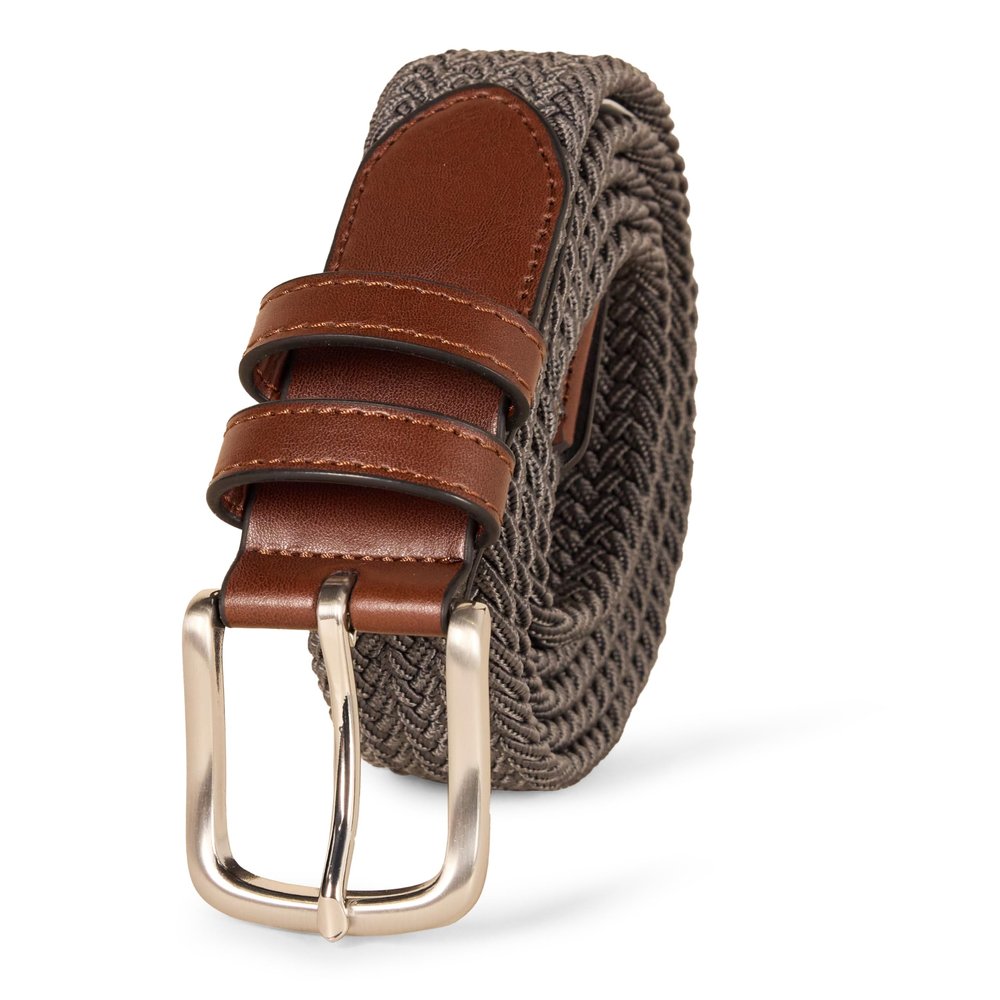 Amazon Essentials Men's Stretch Woven Braid Belt, Grey, 46