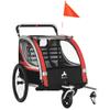 Aosom 2-in-1 Walk/Ride Child Baby Bike Trailer for Kids 2 Seater, High-Visibility Bike Stroller for Toddler Wagon, Weather-Strong Double Bicycle Trailer Accessory for Kids, Red view 1