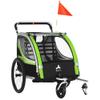 Aosom 2-in-1 Walk/Ride Child Baby Bike Trailer for Kids 2 Seater, High-Visibility Bike Stroller for Toddler Wagon, Weather-Strong Double Bicycle Trailer Accessory for Kids, Green view 1