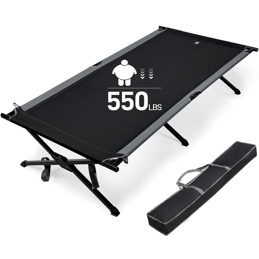 EVER ADVANCED Extra Wide Camping Cot for Adults Oversized XXL Sleeping Cots Folding Cot Bed with Carry Bag, 84.3" L x 41.9" W, Support to 550 lbs