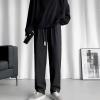 Men's Thin Loose Straight Slacks in Summer Casual Elastic Waist Summer Beach Pants Lightweight Sweatpants (Black,Medium) view 3