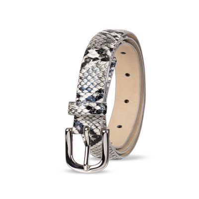 Amazon Essentials Women's Skinny Feather Edge Belt, Faux Snake Skin, Large