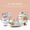 Dufannie Silver Girls High Heels Kids Dress Shoes Princess Heels for Kid Sandals Little Girls Sparkle Shoes Pumps Size 13 Pageant Wedding Church Halloween Dance Party Tween Sandal(3405Silver 13) view 4