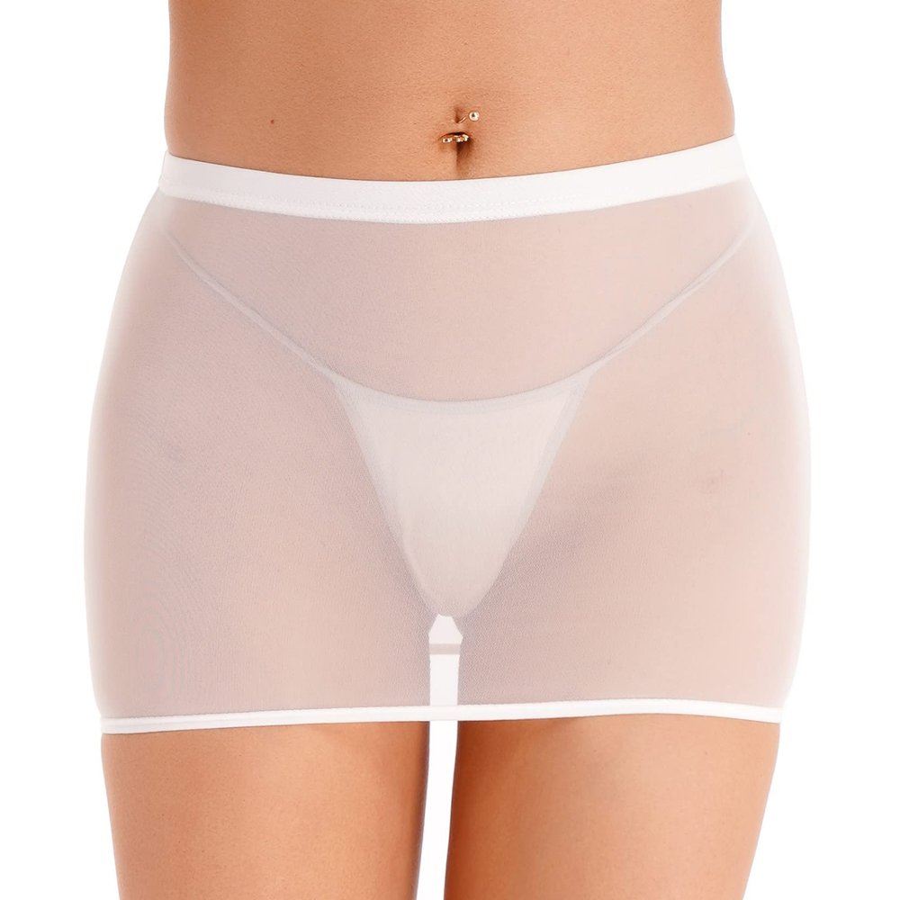 Loloda Women's Fashion Stretchy Basic Stretchy Bodycon Micro Short Mini Club Skirt Type C White A Large