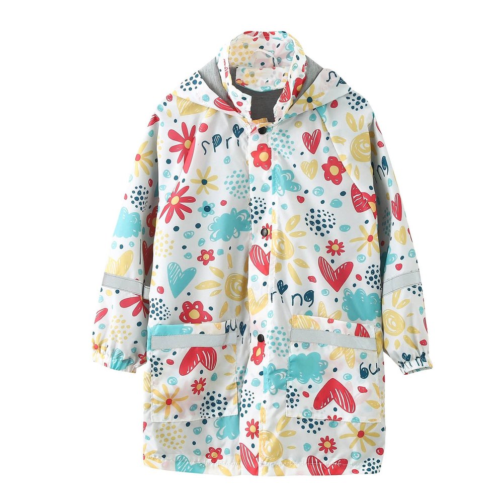 Toddler Girl Boy Spring Fall Clothing Cartoon Lightweight Zip Jacket Windbreaker Outerwear Rain Coat (White, 6-7 Years)