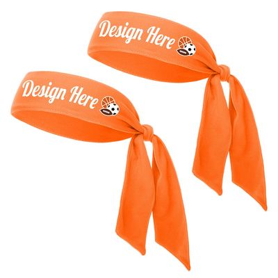 TopTie 10 PCS Custom Tie Back Headband, Tie Sweatband, Orange Sports Headband, Design Your Own Headband with Logo