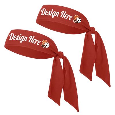 TopTie 50 PCS Custom Tie Back Headband, Tie Sweatband, Red Sports Headband, Design Your Own Headband with Logo