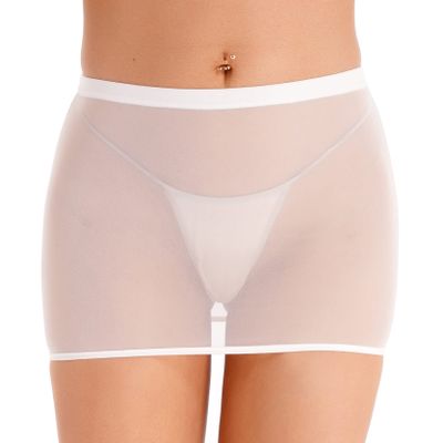 Loloda Women's Fashion Stretchy Basic Stretchy Bodycon Micro Short Mini Club Skirt Type C White A Medium