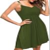 Soesdemo Summer Dresses for Women Sleeveless V Neck Spaghetti Strap A Line 2023 Fashion Sundresses Casual Green Dress with Pockets for Wedding/Graduation/Spring/Beach view 2