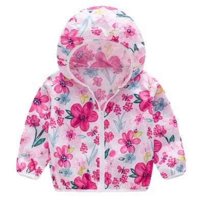 Toddler Girl Boy Spring Fall Clothing Zip Hooded Windproof Jacket Outdoor Windbreaker Sunscreen (Hot Pink, 18 Months)
