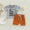 Infant Toddler Baby Boy Summer Clothes Short Sleeve Striped T-Shirt Top Solid Shorts Set 2Pcs Casual Shorts Outfit (MR Steal Your Girl-Gray, 18-24 Months) view 2