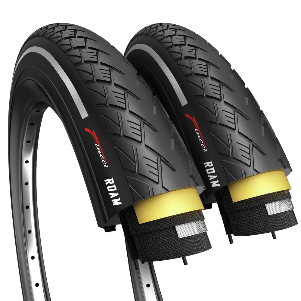 Fincci Pair 700x35c Tire Foldable 37-622 with 1mm Antipuncture Protection for Cycle Road Mountain MTB Hybrid Touring Electric Bike Bicycle with 700 x 35c Tires - Pack of 2