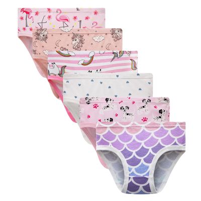 Winging Day Toddler Girls 100% Cotton Panties Cute Print Underwear Size 3 (6-Pack)