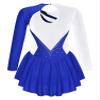 FEESHOW Girls Ballet Figure Ice Skating Ballerina Costume Kids Sequins Long Sleeves Dress for Gym Competition Sky_Floral 8 Years view 2