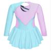 FEESHOW Girls Ballet Figure Ice Skating Ballerina Costume Kids Sequins Long Sleeves Dress for Gym Competition Blue_Floral 10 Years view 2