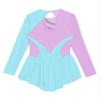 FEESHOW Girls Ballet Figure Ice Skating Ballerina Costume Kids Sequins Long Sleeves Dress for Gym Competition Blue_Floral 10 Years view 4