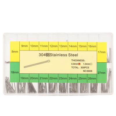 0.9mm Watch Band Link Cotter, Stainless Steel Watch Band Strap Link Pins Assortment Replacement Kit 8mm27mm (300 PCS )