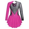 FEESHOW Girls Ballet Figure Ice Skating Ballerina Costume Kids Sequins Long Sleeves Dress for Gym Competition Pink_Floral 8 Years view 2