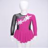 FEESHOW Girls Ballet Figure Ice Skating Ballerina Costume Kids Sequins Long Sleeves Dress for Gym Competition Pink_Floral 8 Years view 3