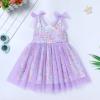 1st Birthday Girl Dress Outfit Baby Girl Sequin Dress Sleeveless Rainbow Stars Print Tulle Dress Spaghetti Straps Princess Tutu Sundress Toddler Cake Smash Photoshoot Dress Purple Star 18-24 Months view 2