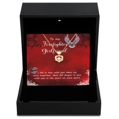 Heart Knot Gold Necklace Luxury Box Firefighter Girlfriend.Jewelry, Firefighter Girlfriend. Gift, Firefighter Jewelry, Jewelry for My Firefighter G