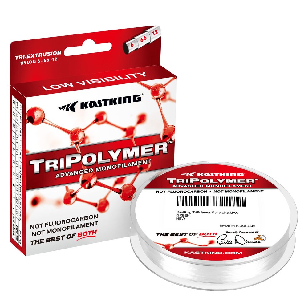 KastKing TriPolymer Advanced Monofilament Fishing Line,ICE Clear,8LB,300 Yds