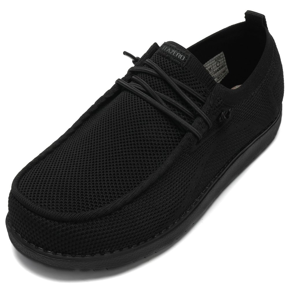 ITAZERO Men 5E Extra Wide Shoes Lightweight Wide Round Toe Box Large Size Shoes with Arch Support Insole for Swelling Feet All Black 15