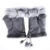 ECYC 1 Pair Fingerless Faux Fur Gloves, Women Winter Warm Gloves Artificial Fur Warm Wrist Half Finger Gloves view 1