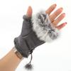 ECYC 1 Pair Fingerless Faux Fur Gloves, Women Winter Warm Gloves Artificial Fur Warm Wrist Half Finger Gloves view 2