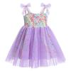 1st Birthday Girl Dress Outfit Baby Girl Sequin Dress Sleeveless Rainbow Stars Print Tulle Dress Spaghetti Straps Princess Tutu Sundress Toddler Cake Smash Photoshoot Dress Purple Star 2-3 Years view 4