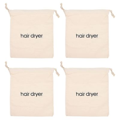 FOMIYES 4pcs Hair Dryer Organizer Drawstring Cloth Travel Bags Beige