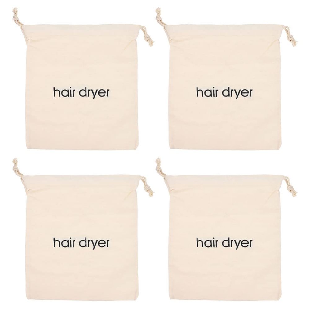 FOMIYES 4pcs Hair Dryer Organizer Drawstring Cloth Travel Bags Beige