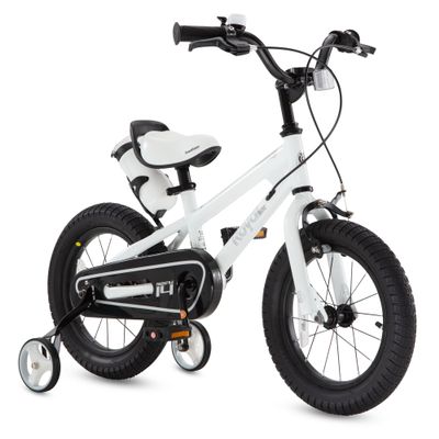 RoyalBaby Freestyle Dual Handbrakes Kids Bike, 16 Inch Learning Bicycle with Training Wheels for Boys Girls Beginners Age 4-7 Years, White