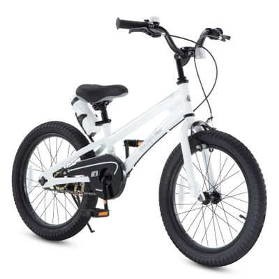 Royalbaby Freestyle Outdoor Children's Bicycle Dual Handbrakes Sporty Kid Bike with Kickstand and Adjustable Seat, 18 Inch, White