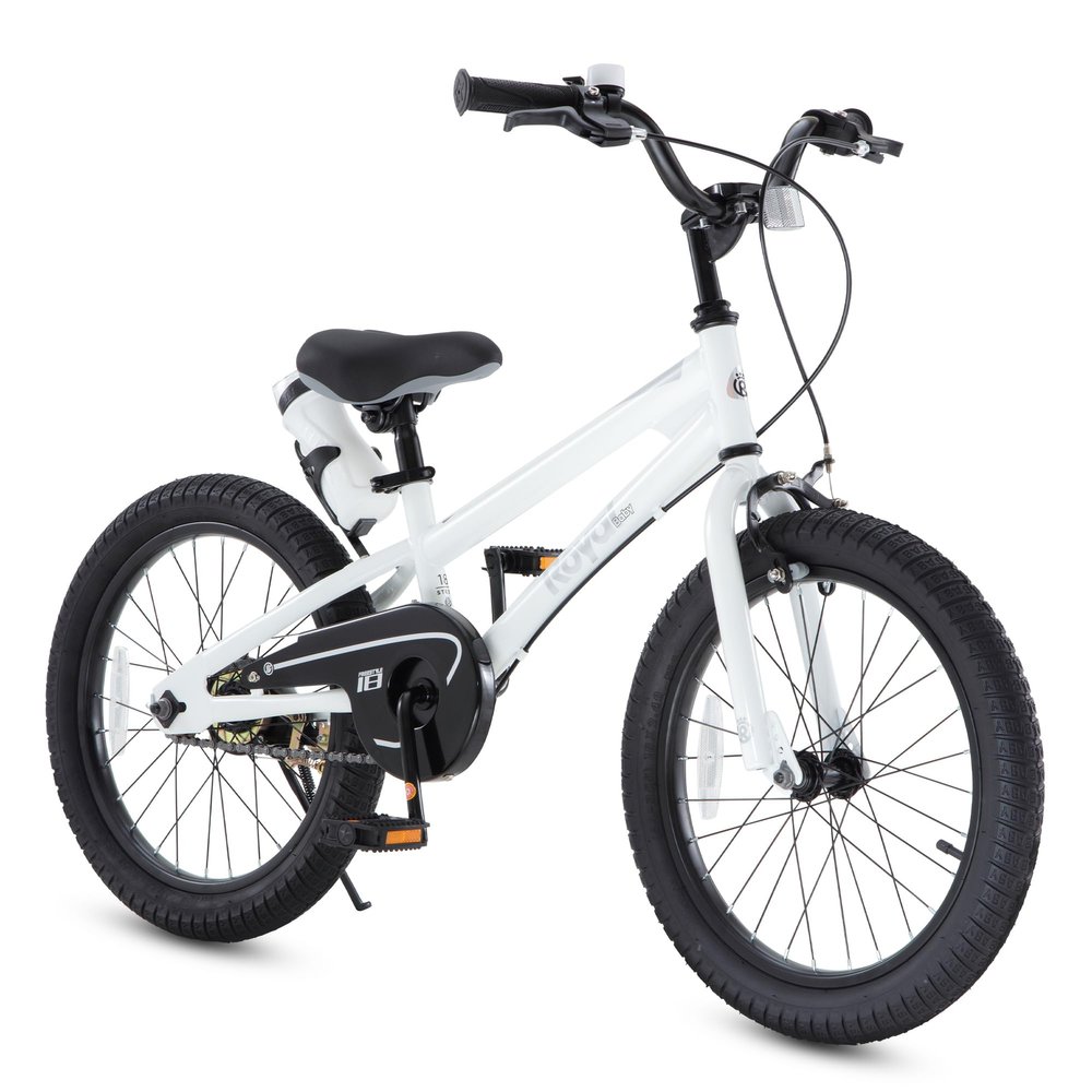 Royalbaby Freestyle Outdoor Children's Bicycle Dual Handbrakes Sporty Kid Bike with Kickstand and Adjustable Seat, 18 Inch, White