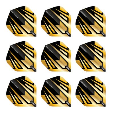 RED DRAGON Hardcore Premium Gold & Black Tribal Dart Flights - 3 Sets Per Pack (9 Dart Flights in Total)