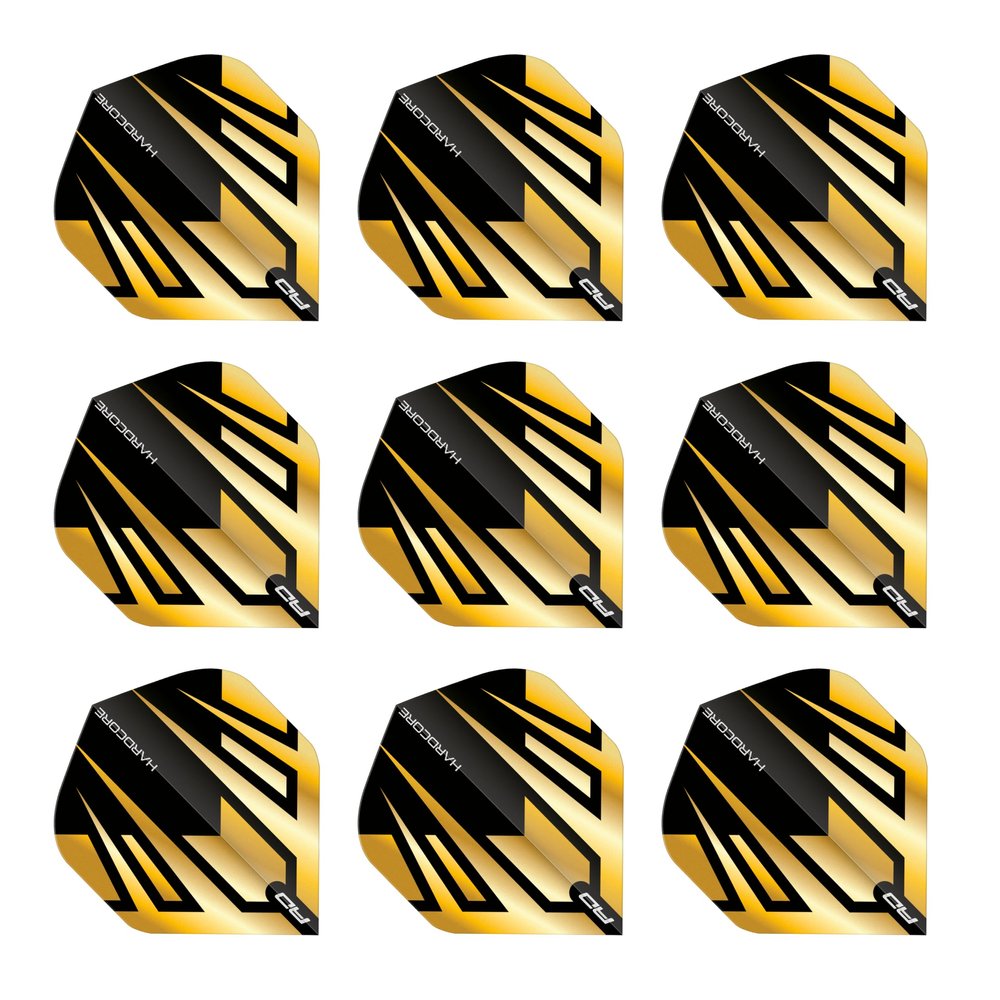 RED DRAGON Hardcore Premium Gold & Black Tribal Dart Flights - 3 Sets Per Pack (9 Dart Flights in Total)