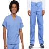 Cherokee Scrub Set for Men and Women from, Traditional Fit V-Neck Top 4777 with Natural Rise Drawstring Cargo Pant 4100, Ciel- XS Top/XXS Pant view 1