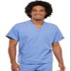 Cherokee Scrub Set for Men and Women from, Traditional Fit V-Neck Top 4777 with Natural Rise Drawstring Cargo Pant 4100, Ciel- XS Top/XXS Pant view 2