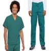 Cherokee Scrub Set for Men and Women from, Traditional Fit V-Neck Top 4777 with Natural Rise Drawstring Cargo Pant 4100, Teal Blue- XS Top/XS Short Pant view 1