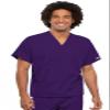 Cherokee Scrub Set for Men and Women from, Traditional Fit V-Neck Top 4777 with Natural Rise Drawstring Cargo Pant 4100, Eggplant- XL Top/L Short Pant view 2