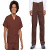 Cherokee Scrub Set for Men and Women from, Traditional Fit V-Neck Top 4777 with Natural Rise Drawstring Cargo Pant 4100, Chocolate- XL Top/L Pant view 1
