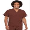 Cherokee Scrub Set for Men and Women from, Traditional Fit V-Neck Top 4777 with Natural Rise Drawstring Cargo Pant 4100, Chocolate- XL Top/L Pant view 2