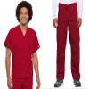 Cherokee Scrub Set for Men and Women from, Traditional Fit V-Neck Top 4777 with Natural Rise Drawstring Cargo Pant 4100, Red- L Top/XL Pant view 1